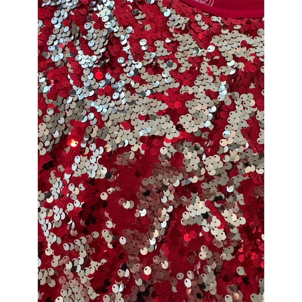 Wonder Nation Girls Dress Size M 7-8 Red Sequin Shift Short Sleeve